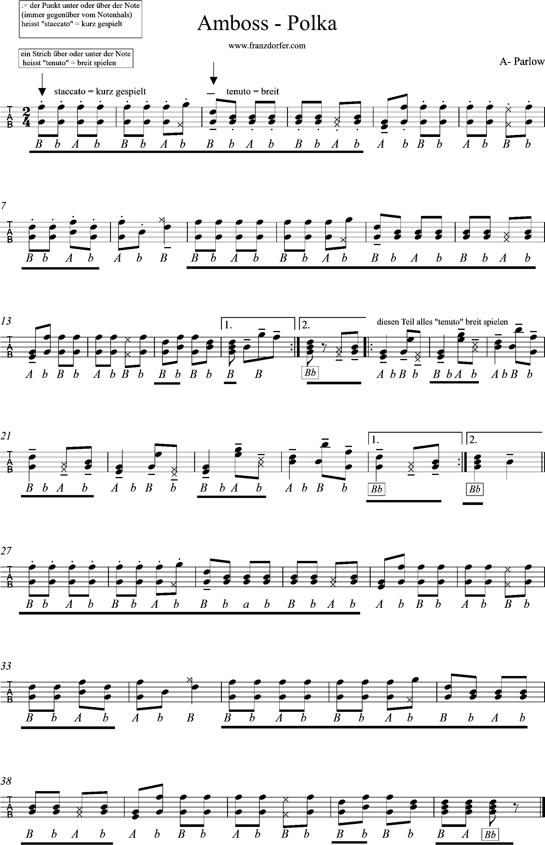 Quetschn lernen-, Amboss Polka-Griffschrift